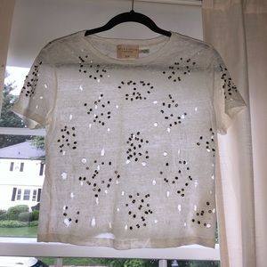Alice + Olivia AIR Distressed T-shirt w Sequins